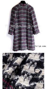 CHANEL 07S Navy White Pink Multicolor Tweed Coat 36 38 シャネル ネイビー ピンク ホワイト マルチカラー ツイード コート 即発