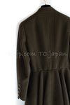 CHANEL 94A Olive Cashmere 100 Melton Circular Dress Jacket Coat 34 36 シャネル オリーブ カシミヤ 100  メルトン サーキュラー ワンピース ドレス ジャケット コート 即発