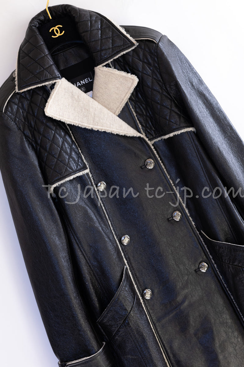 CHANEL 11A Black Matelasse Lambskin Leather Double Coat 36 シャネル ブラック マトラッセ ラムスキン レザー ダブル コート 即発