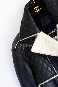 CHANEL 11A Black Matelasse Lambskin Leather Double Coat 36 シャネル ブラック マトラッセ ラムスキン レザー ダブル コート 即発