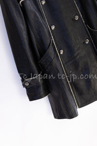 CHANEL 11A Black Matelasse Lambskin Leather Double Coat 36 シャネル ブラック マトラッセ ラムスキン レザー ダブル コート 即発