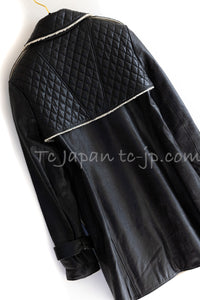 CHANEL 11A Black Matelasse Lambskin Leather Double Coat 36 シャネル ブラック マトラッセ ラムスキン レザー ダブル コート 即発