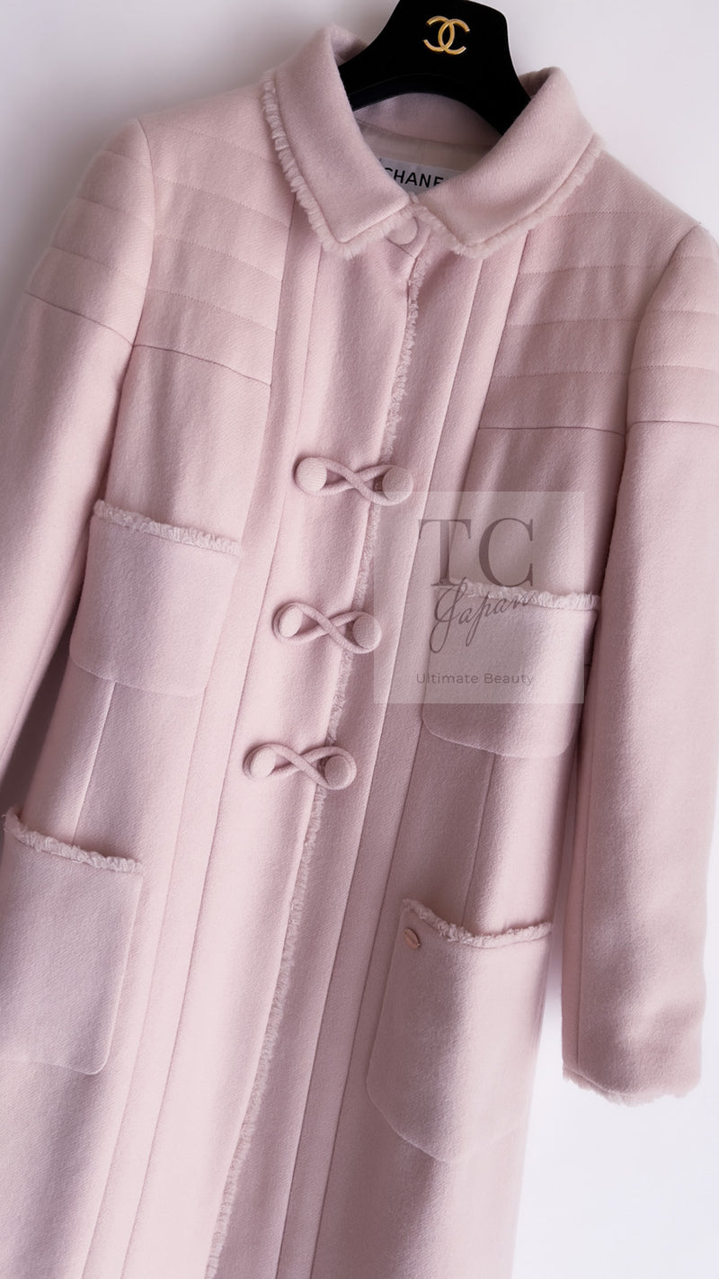 CHANEL 06PF Pale Pink Wool Long Coat 36 シャネル 淡いピンク ウール ロング コート 即発