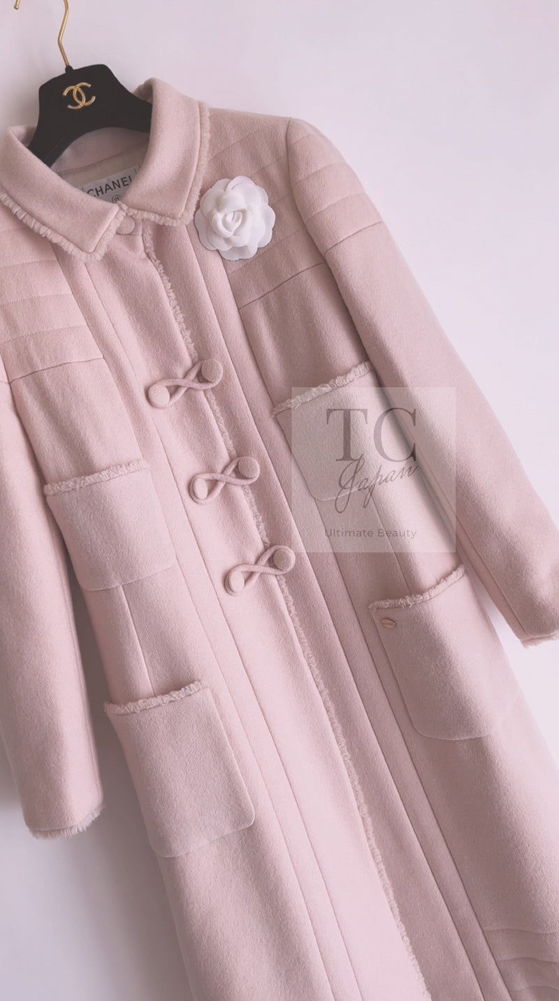 CHANEL 06PF Pale Pink Wool Long Coat 36 シャネル 淡いピンク ウール ロング コート 即発