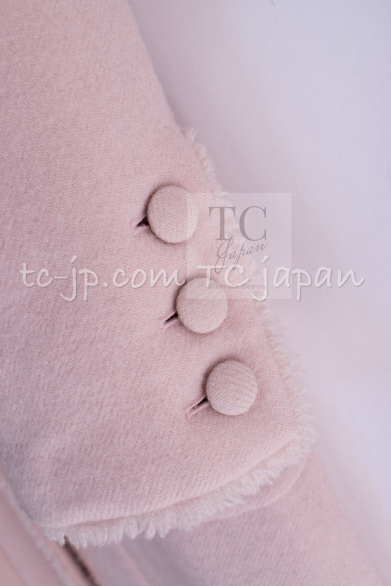 CHANEL 06PF Pale Pink Wool Long Coat 36 シャネル 淡いピンク ウール ロング コート 即発