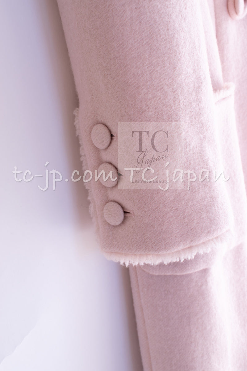 CHANEL 06PF Pale Pink Wool Long Coat 36 シャネル 淡いピンク ウール ロング コート 即発