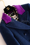 CHANEL 07A Navy Purple Velvet Collar Cashmere Wool Coat 34 36 シャネル ネイビー パープル ベルベット襟 カシミヤ ウール コート 即発