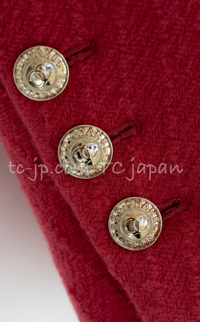 CHANEL 20A Coral Pink Wool Double Stand Collar Jacket Coat 38 40 シャネル コーラル ピンク ウール ダブル スタンド カラー コート ジャケット 即発