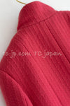 CHANEL 20A Coral Pink Wool Double Stand Collar Jacket Coat 38 40 シャネル コーラル ピンク ウール ダブル スタンド カラー コート ジャケット 即発