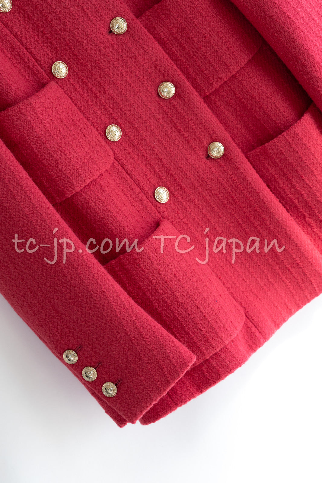 CHANEL 20A Coral Pink Wool Double Stand Collar Jacket Coat 38 40 シャネル コーラル ピンク ウール ダブル スタンド カラー コート ジャケット 即発