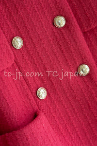 CHANEL 20A Coral Pink Wool Double Stand Collar Jacket Coat 38 40 シャネル コーラル ピンク ウール ダブル スタンド カラー コート ジャケット 即発