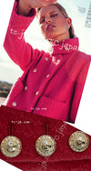 CHANEL 20A Coral Pink Wool Double Stand Collar Jacket Coat 38 40 シャネル コーラル ピンク ウール ダブル スタンド カラー コート ジャケット 即発