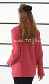 CHANEL 20A Coral Pink Wool Double Stand Collar Jacket Coat 38 40 シャネル コーラル ピンク ウール ダブル スタンド カラー コート ジャケット 即発