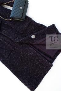 CHANEL 14A Bordeaux Wine Dark Purple Plum Alpaca Cotton Tweed Long Coat 36 38 シャネル ボルドーワイン ダークパープル アルパカ コットン ツイード ロング コート 即発