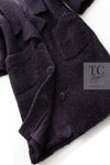 CHANEL 14A Bordeaux Wine Dark Purple Plum Alpaca Cotton Tweed Long Coat 36 38 シャネル ボルドーワイン ダークパープル アルパカ コットン ツイード ロング コート 即発