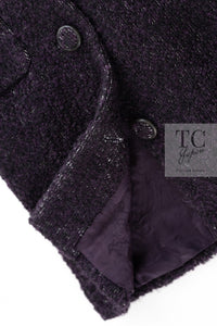 CHANEL 14A Bordeaux Wine Dark Purple Plum Alpaca Cotton Tweed Long Coat 36 38 シャネル ボルドーワイン ダークパープル アルパカ コットン ツイード ロング コート 即発