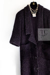 CHANEL 14A Bordeaux Wine Dark Purple Plum Alpaca Cotton Tweed Long Coat 36 38 シャネル ボルドーワイン ダークパープル アルパカ コットン ツイード ロング コート 即発