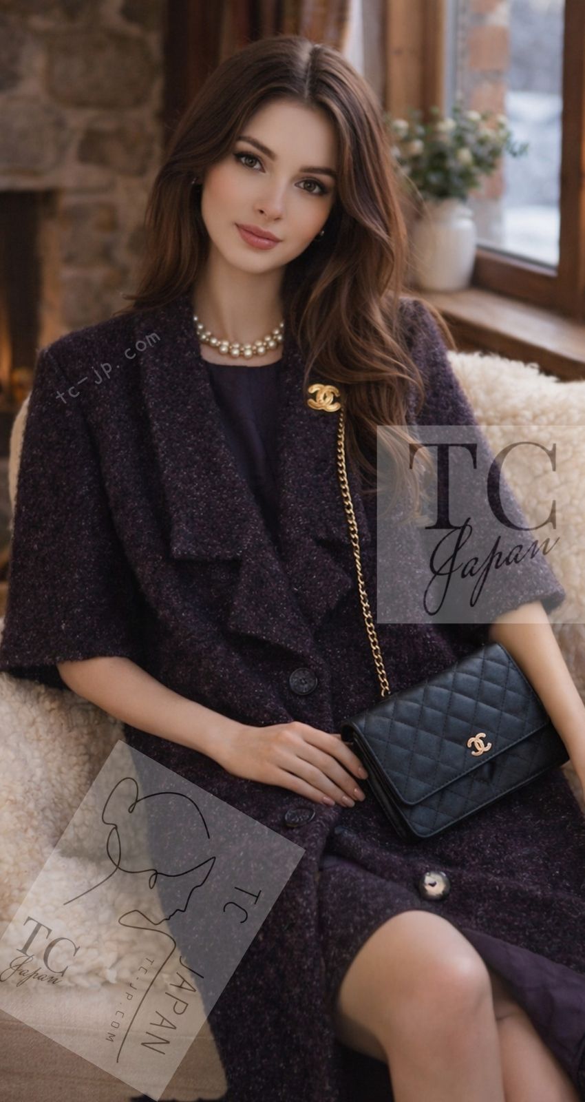 CHANEL 14A bordeaux tweed long coat
