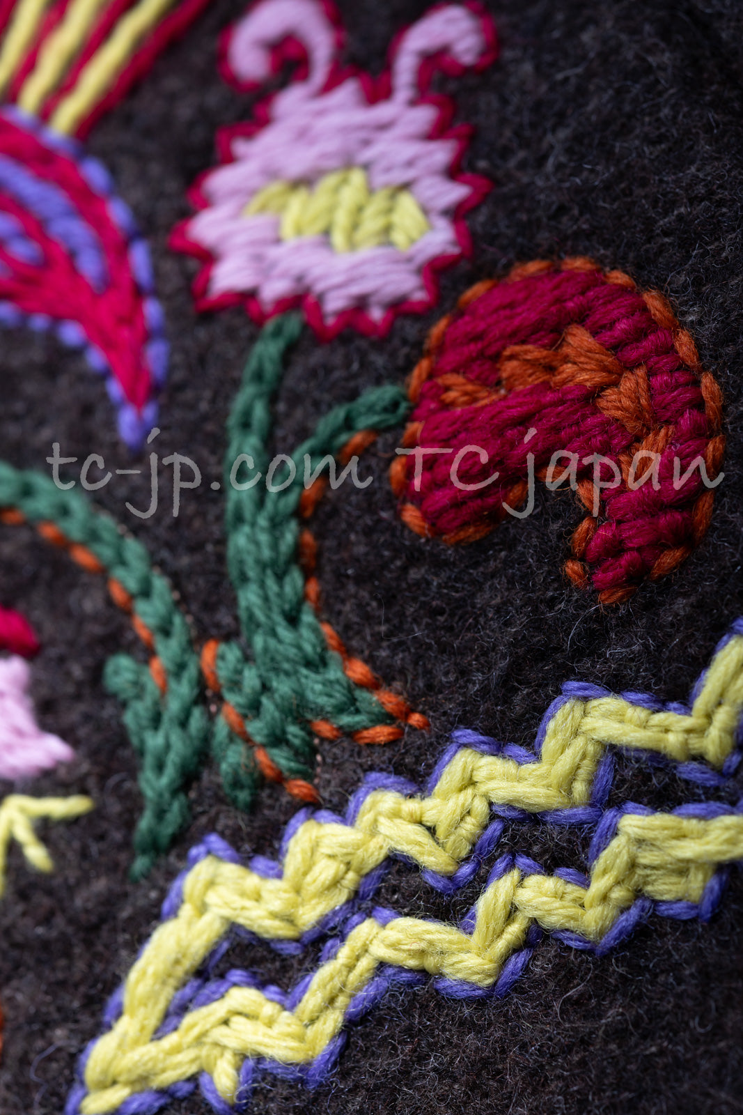CHANEL 97A Vintage Brown Bird Flower Zipper Wool Tweed Coat 34 シャネル ヴィンテージ ブラウン 鳥花刺繍 ジッパー ウール ツイード コート 即発
