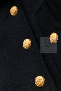 CHANEL 96A Vintage Black Gold CC Buttons Wool Jacket Coat シャネル ヴィンテージ ブラック ゴールド CC ボタン ジャケット コート 即発