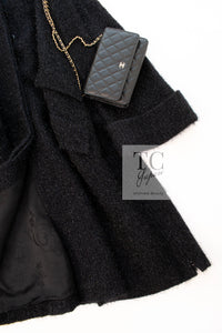 CHANEL 16A Black Metallic Fur Long Tweed Coat 38 40 シャネル ブラック メタリック ファー ロング ツイード コート 即発