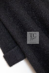 CHANEL 16A Black Metallic Fur Long Tweed Coat 38 40 シャネル ブラック メタリック ファー ロング ツイード コート 即発