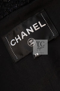 CHANEL 16A Black Metallic Fur Long Tweed Coat 38 40 シャネル ブラック メタリック ファー ロング ツイード コート 即発