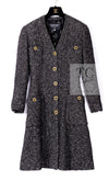 CHANEL 93A Vintage Black Ivory CC Gold Button Cotton Wool Coat 34 シャネル ヴィンテージ ブラック アイボリー ゴールド ココボタン コットン ウール コート 即発