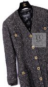 CHANEL 93A Vintage Black Ivory CC Gold Button Cotton Wool Coat 34 シャネル ヴィンテージ ブラック アイボリー ゴールド ココボタン コットン ウール コート 即発