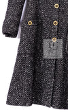 CHANEL 93A Vintage Black Ivory CC Gold Button Cotton Wool Coat 34 シャネル ヴィンテージ ブラック アイボリー ゴールド ココボタン コットン ウール コート 即発