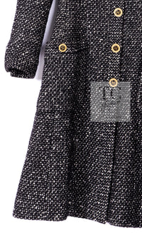 CHANEL 93A Vintage Black Ivory CC Gold Button Cotton Wool Coat 34 シャネル ヴィンテージ ブラック アイボリー ゴールド ココボタン コットン ウール コート 即発