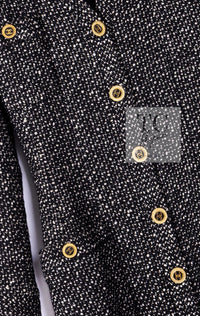 CHANEL 93A Vintage Black Ivory CC Gold Button Cotton Wool Coat 34 シャネル ヴィンテージ ブラック アイボリー ゴールド ココボタン コットン ウール コート 即発