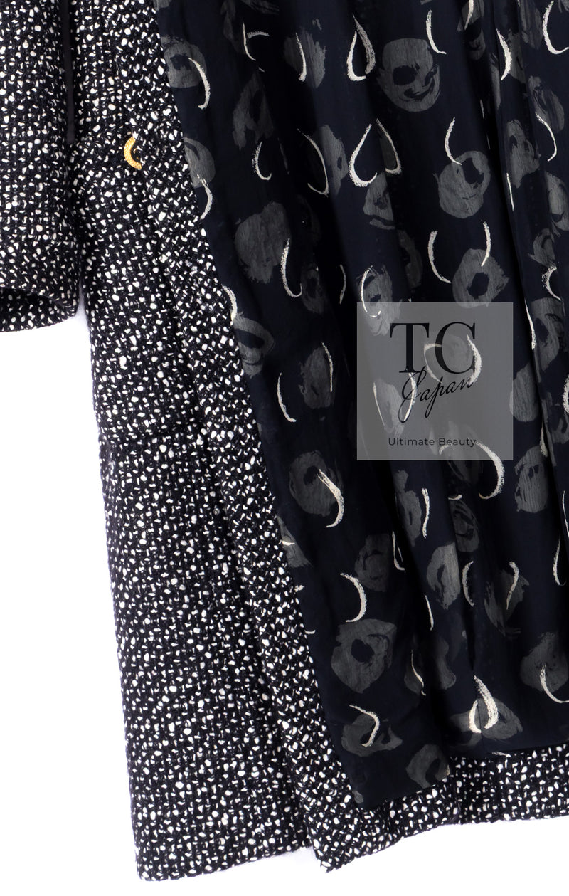 CHANEL 93A Vintage Black Ivory CC Gold Button Cotton Wool Coat 34 シャネル ヴィンテージ ブラック アイボリー ゴールド ココボタン コットン ウール コート 即発