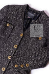 CHANEL 93A Vintage Black Ivory CC Gold Button Cotton Wool Coat 34 シャネル ヴィンテージ ブラック アイボリー ゴールド ココボタン コットン ウール コート 即発