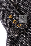 CHANEL 93A Vintage Black Ivory CC Gold Button Cotton Wool Coat 34 シャネル ヴィンテージ ブラック アイボリー ゴールド ココボタン コットン ウール コート 即発