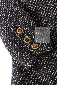 CHANEL 93A Vintage Black Ivory CC Gold Button Cotton Wool Coat 34 シャネル ヴィンテージ ブラック アイボリー ゴールド ココボタン コットン ウール コート 即発