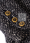 CHANEL 93A Vintage Black Ivory CC Gold Button Cotton Wool Coat 34 シャネル ヴィンテージ ブラック アイボリー ゴールド ココボタン コットン ウール コート 即発