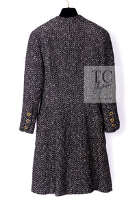 CHANEL 93A Vintage Black Ivory CC Gold Button Cotton Wool Coat 34 シャネル ヴィンテージ ブラック アイボリー ゴールド ココボタン コットン ウール コート 即発