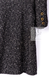 CHANEL 93A Vintage Black Ivory CC Gold Button Cotton Wool Coat 34 シャネル ヴィンテージ ブラック アイボリー ゴールド ココボタン コットン ウール コート 即発