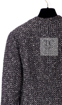 CHANEL 93A Vintage Black Ivory CC Gold Button Cotton Wool Coat 34 シャネル ヴィンテージ ブラック アイボリー ゴールド ココボタン コットン ウール コート 即発