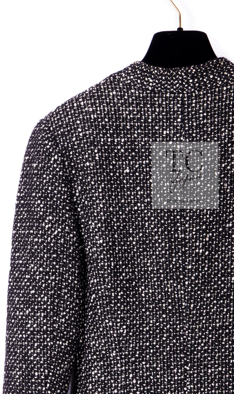 CHANEL 93A Vintage Black Ivory CC Gold Button Cotton Wool Coat 34 シャネル ヴィンテージ ブラック アイボリー ゴールド ココボタン コットン ウール コート 即発