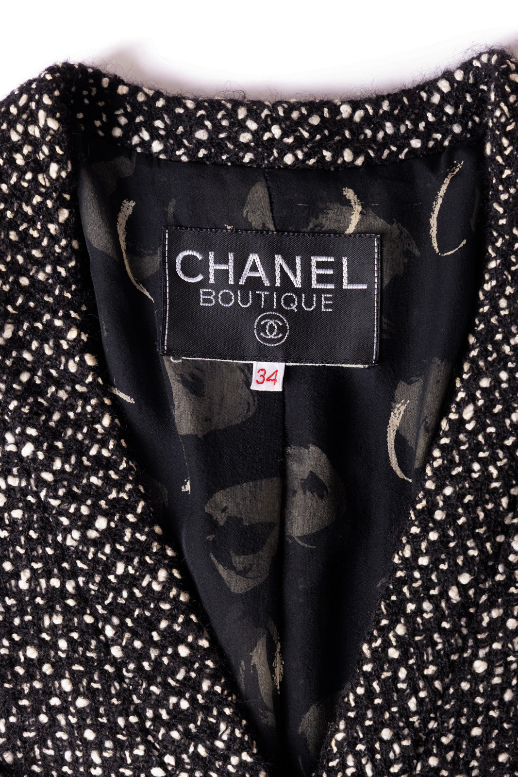 CHANEL 93A Vintage Black Ivory CC Gold Button Cotton Wool Coat 34 シャネル ヴィンテージ ブラック アイボリー ゴールド ココボタン コットン ウール コート 即発