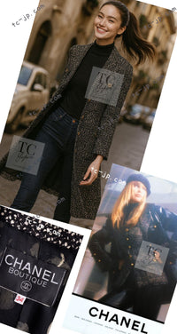 CHANEL 93A Vintage Black Ivory CC Gold Button Cotton Wool Coat 34 シャネル ヴィンテージ ブラック アイボリー ゴールド ココボタン コットン ウール コート 即発