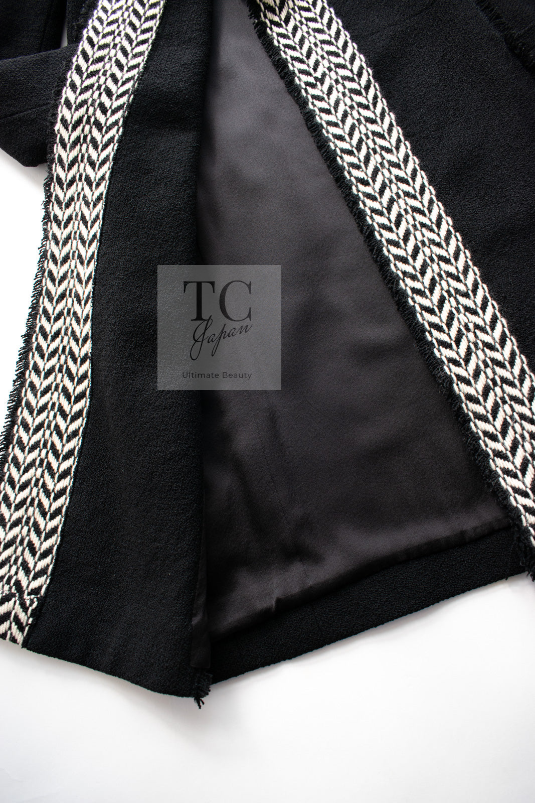 シャネル コート CHANEL ブラック ウール100% ツイード 04A Black Wool