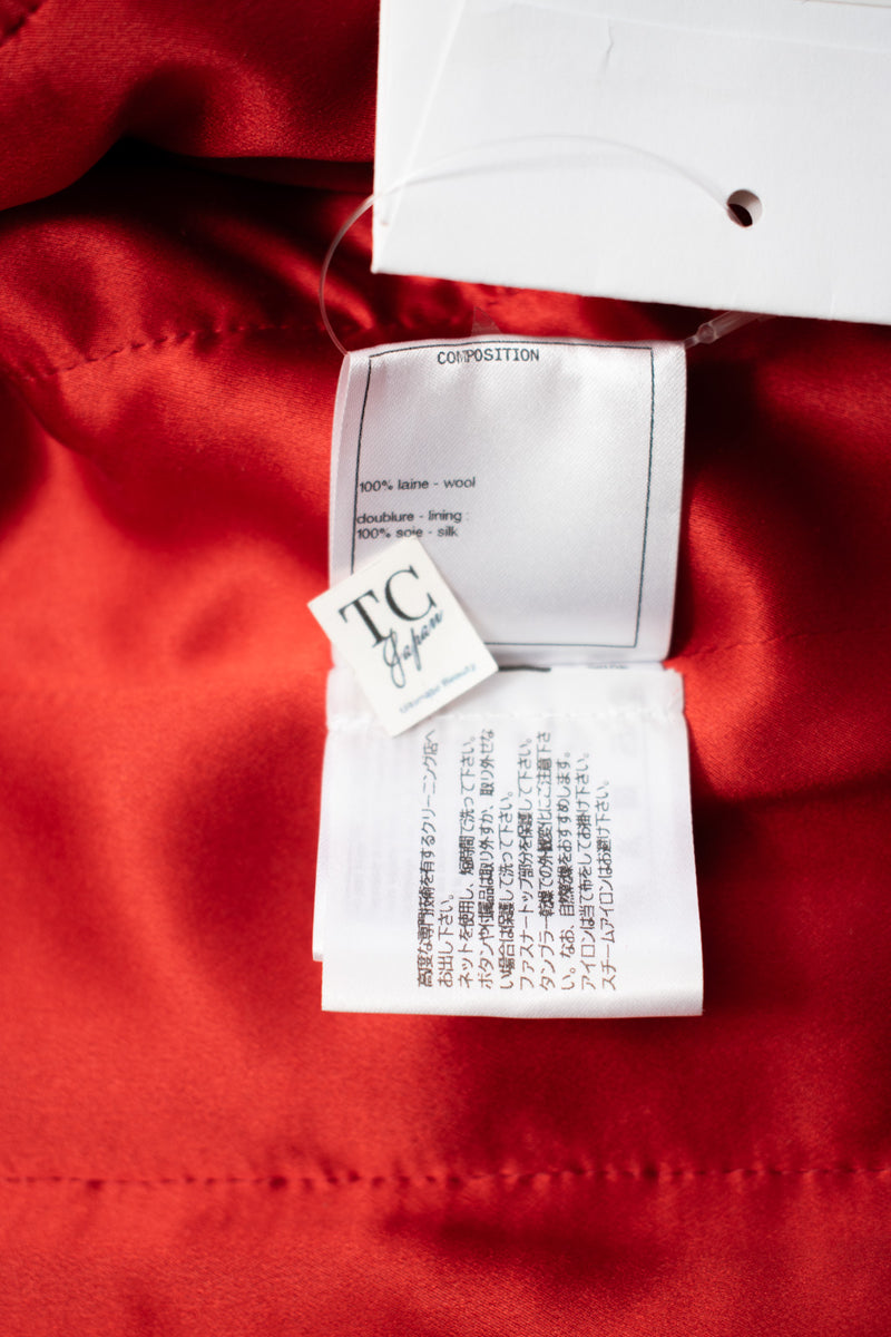 CHANEL 19A Coral Red Zipper Wool Tweed Coat Jacket 36 38 42 シャネル コーラル レッド ジッパー ウール ツイード コート ジャケット 即発