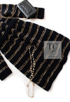 CHANEL 20PF Dark Navy Gold Border Wool Knit Long Cardigan Coat with Belt 36 38 40 シャネル ダークネイビー ゴールド ボーダー ウール ニット ロング カーディガン コート ベルト付き 即発