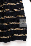 CHANEL 20PF Dark Navy Gold Border Wool Knit Long Cardigan Coat with Belt 36 38 40 シャネル ダークネイビー ゴールド ボーダー ウール ニット ロング カーディガン コート ベルト付き 即発