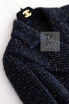 CHANEL 19PF Black Dark Navy Metallic Gripox Buttons Tweed Coat 38 40 シャネル ブラック ダークネイビー メタリック グリポワ 宝石 ボタン ツイード コート 即発