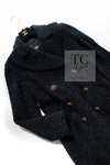 CHANEL 19PF Black Dark Navy Metallic Gripox Buttons Tweed Coat 38 40 シャネル ブラック ダークネイビー メタリック グリポワ 宝石 ボタン ツイード コート 即発