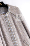 CHANEL 16A Beige Gold Braid Trim Wool Cotton Zipper Tweed Coat 36 38 シャネル ベージュ ゴールド ブレイド トリム ウール コットン ジッパー ツイード コート 即発